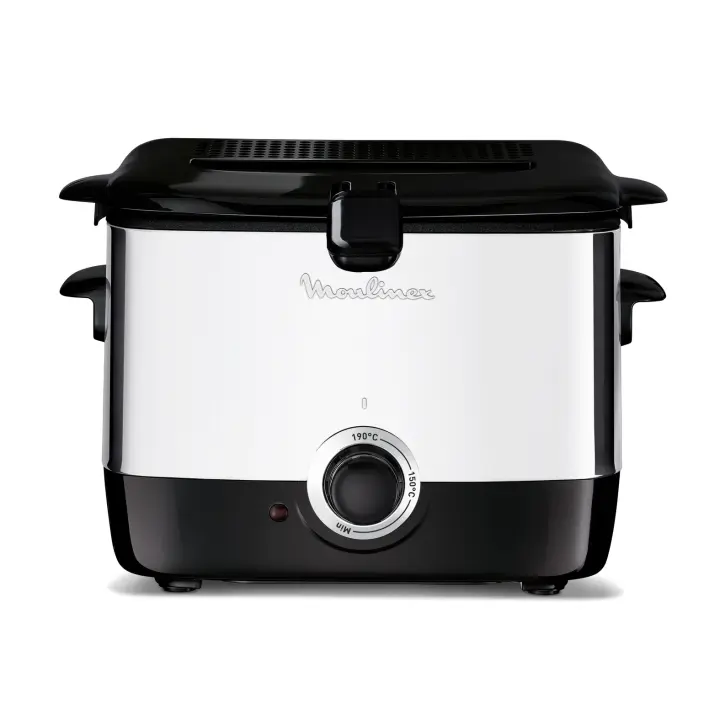 Moulinex AF220010 Freidora, Capacidad 1 l de Aceite, para Unos 600 gr de Comida, Acero Inoxidable, Bol Antiadherente, Filtro Metálico Incluido, Termostato Ajustable, Plástico, Negro, Plateado - 1