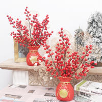 Corona De Bayas Rojas Artificiales Para Navidad Decoración De Árbol Accesorios Para Fiesta De Navidad Adornos Para Mesa De Scrapbooking DIY - details 9