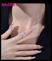 Juego De Joyas De Aniversario Romántico Para Día De San Valentín En Plata De Ley 925 Con Zirconia Cúbica Corazón Anillo Collar Y Aretes Para Mujer - details 12