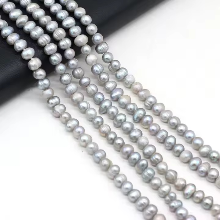 Perlas De Agua Dulce Naturales Gris Genuine 36 Cm Con Cuentas Sueltas De 6-7mm Para La Creación De Joyas DIY Collar Y Pulsera - 1