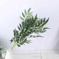 5pcs Hojas De Sauce Realzadas Con Flores De Seda Verdes Para Decoración De Hogar Jardín Vaso Decoración De Boda Y Fiesta - details 3