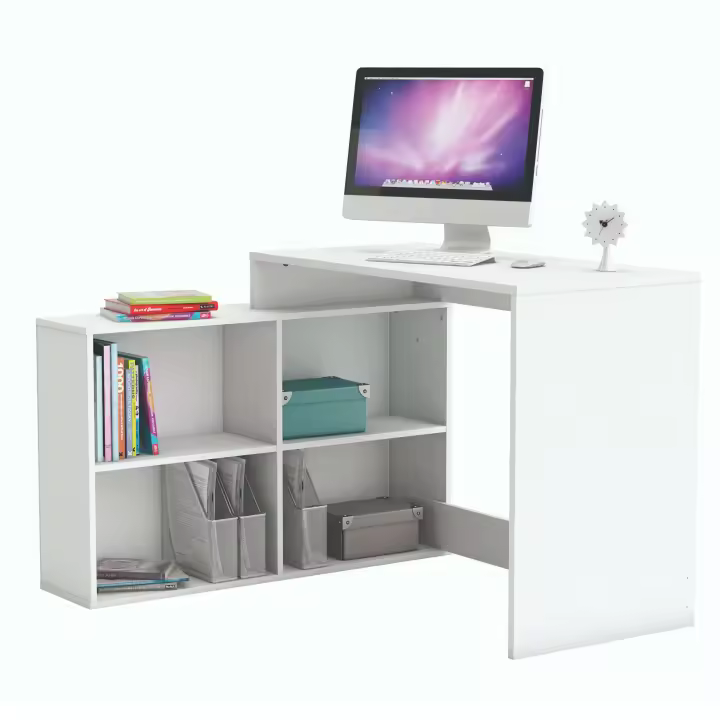 Mesa Escritorio Shannon con Estantería Baja Color Roble o Blanco 112x77x101 cm - 1
