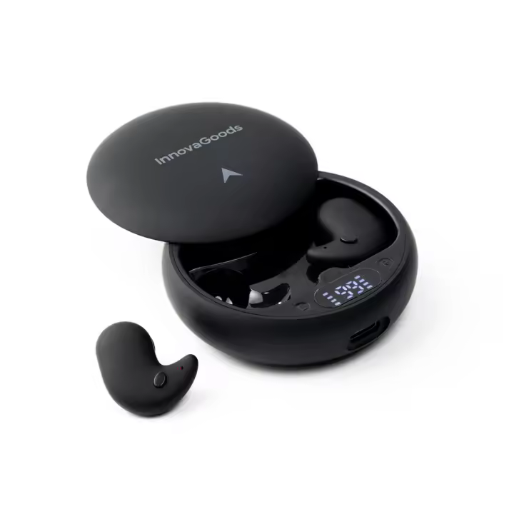 InnovaGoods® Auriculares para Dormir, Diseño pequeño Ideal para Personas Que Duermen de Lado, 4-5H de Autonomía, Auriculares inalambricos Bluetooth 5.4, Pantalla LCD, Compatible para iOS y Android. - 1