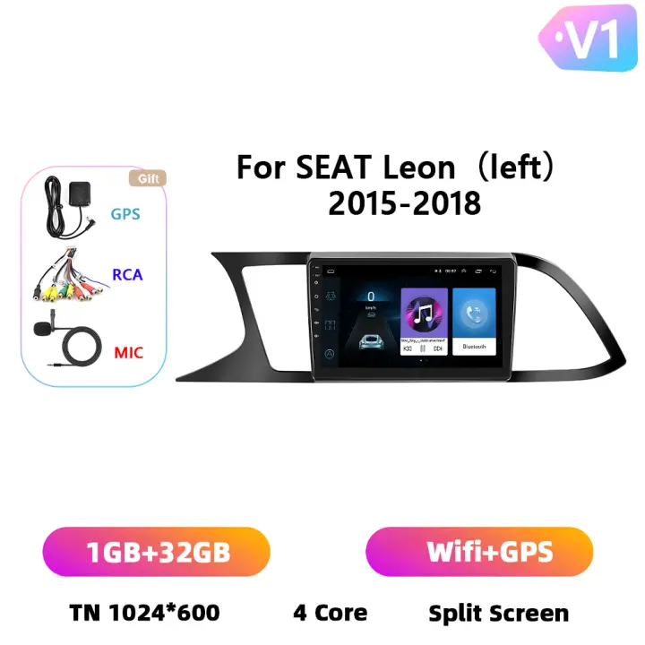 Podofo Radio de coche Android 2 Din para SEAT Leon 2015 2016 2017 2018 Carplay 8+128GB AI Voice WIFI+4G DSP GPS Navegación Multimedia Reproductor de Video - 1