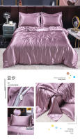 Juego De Cama De Lujo En Seda De Hielo Con Fundas De Almohada Y Funda De Edredón Satinado Textil Doméstico De Alta Gama Color Sólido - details 29