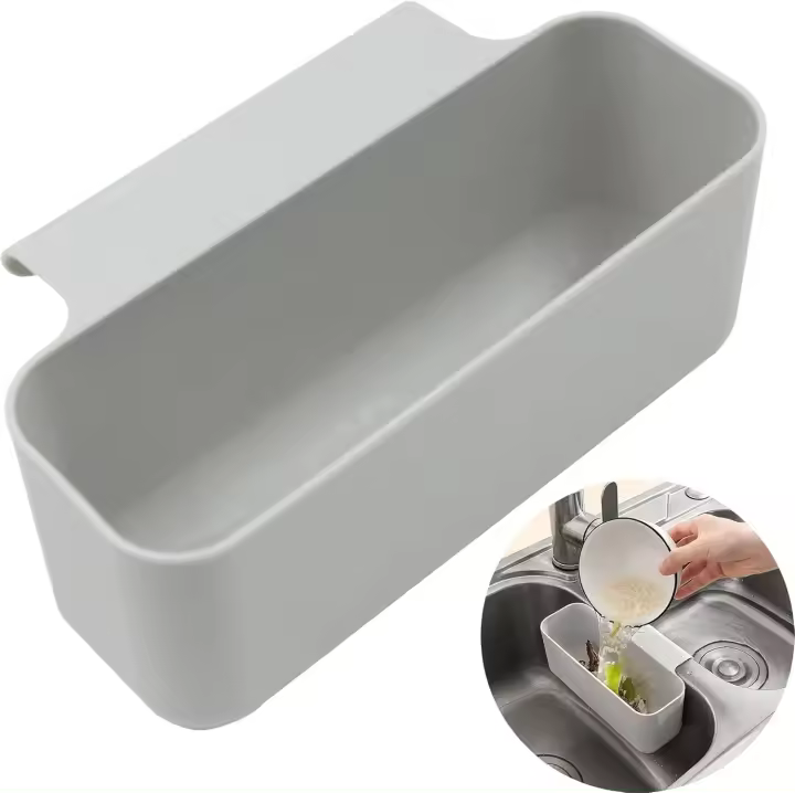 Cesta coladora para fregadero - Cesta coladora multifunción, cesta de drenaje para verduras/frutas, 1 pieza, gris, plástico - 1
