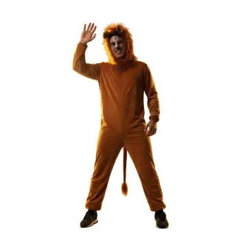 Disfraz De León Para Hombre Adulto Talla M (M-L), Mono Largo Con Cabeza De León, Ideal Para Fiestas De Disfraces Y Halloween
