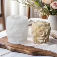 Molde De Silicona 3D Para Vela De Pilar Rosa DIY Geométrico Flor Columna Vela Aromática Molde De Ornamento De Plaster Regalo Hecho a Mano Decoración De Boda - details 0
