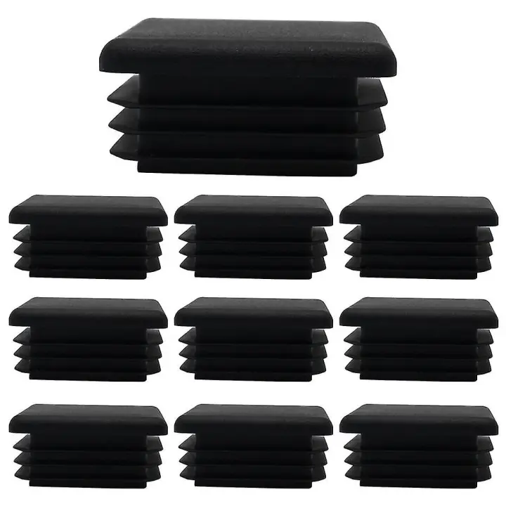 Tapones cuadrados de plástico negro Tapón de plástico cuadrado Tubo de tapa de extremo Silla Glide 10 piezas - 1