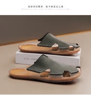 Sandalias De Cuero Para Hombre Talla Grande 46 48 Zapatos Clásicos De Verano Cómodos Para Caminar Al Aire Libre Mocasines Suaves Romanas - details 19