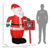 HOMCOM Papá Noel Hinchable con Cartel Navidad Hinchable con 3 Luces LED e Inflador Eléctrico Decoración Navideña para Exteriores Interiores 120x65x180 cm Multicolor - details 2