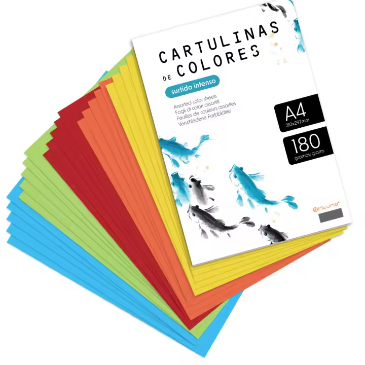 Cartulina de Colores, Cartulina A4 Colores Surtidos Pastel, Folios de Colores 180gr Manualidades, Imprimir tus Documentos y Diseños Creativos, Folios de Colores A4 · m-office (x10, Surtido Intenso) - 1