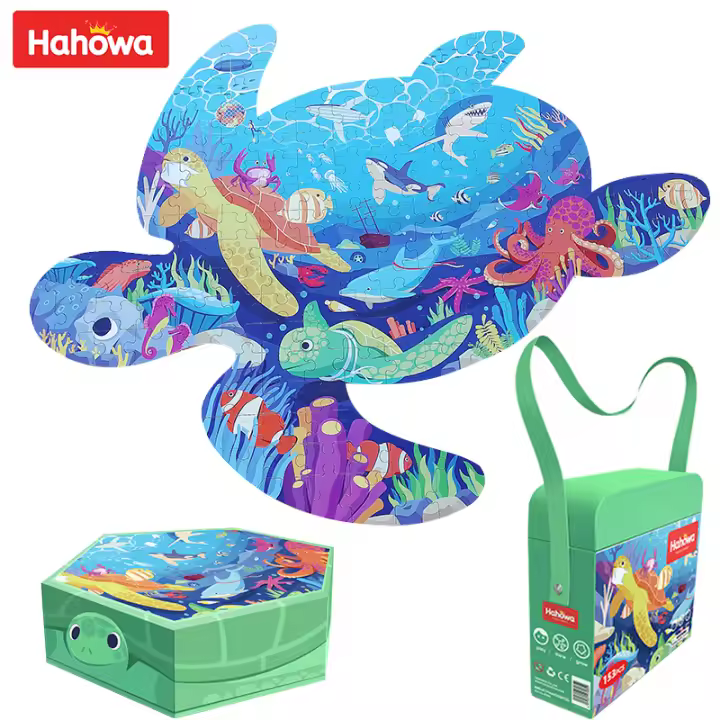 Jigsaw Puzzle De Hahowa Para Niños Con Tema De Ballena Y Tortuga Juego Educativo Montessori Regalo De Cumpleaños Para Niños De 3 a 12 Años Material Papel - 1