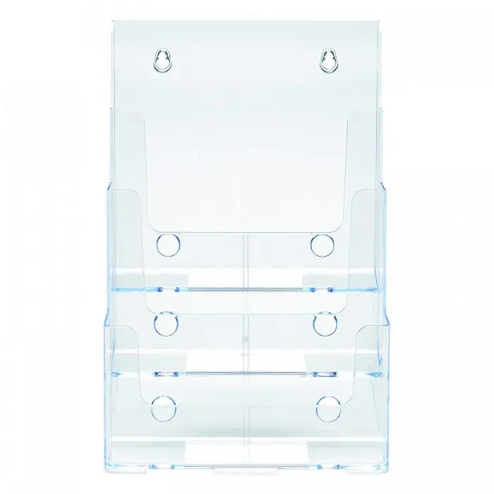 Portadocumentos escalonado Docuholder | DEFELCTO - Portador de folletos y similares, transparente, fabricado en PS, 3 alturas A4 // Ref: 77301 - 1