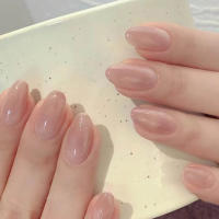 24 PCs Uñas Postizas Cortas Estilo Francés Minimalista Con Brillo Incluye 1 Gel Jelly Y 1 Archivo De Uñas Kit De Uñas Postizas - details 32