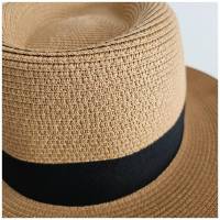 Kebedo Moda Sombrero Paja Marrón Fedora Gorro Unisex Estilo Panamá Retro Borsalino Enrollable y Ajustable Talla Adulto M/L - details 5