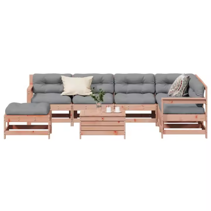 vidaXL Juego de muebles jardín 8 pzas y cojines madera abeto Douglas - 1