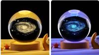 Lámpara De Noche Cristal Galaxia Planetaria Luz Brillante Decoración Para El Hogar Regalo De Navidad Luz De Mesa LED Redonda - details 18