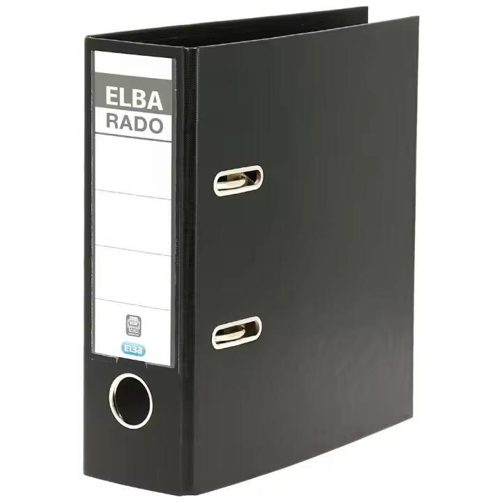 Carpeta ELBA rado plast - DIN A5 vertical, ancho del lomo: 75 mm, negro - 1
