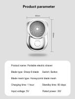 Afeitadora Eléctrica Para Hombres Tamaño De Bolsillo Lavable Recargable Inalámbrica Trimmer Cuchilla Rastreable Viaje Afeitadora Portátil Para Rostro Y Barba - details 16