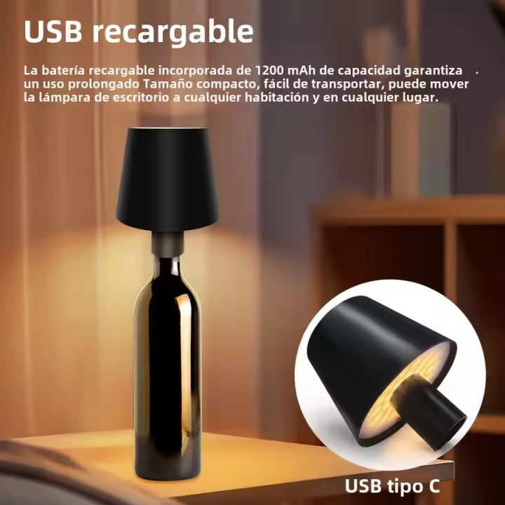 Lámpara De Escritorio LED Táctil Recargable Sin Cable Con Sensor De Toque 3 Colores Ajustables Para Estudio Y Oficina Lámpara De Mesa Para Habitación - 1