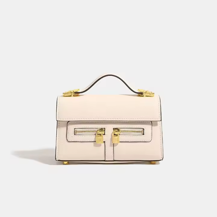 Bolso De Mano Clásico Para Mujer 2025 Con Doble Cremallera Bolso Cruzado De Hombro Casual Pequeño Cuadrado De PU - 1