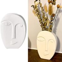Jarrón con cara humana, de cerámica blanca, decoración para el hogar y la Oficina (10,3 14,5x4,5 cm). - details 1
