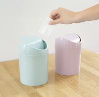 Papelera basculante plástico para mesa, Mini Basurero de Mesa, Cubo de Basura para Escritorio, Papelera de Oficina Pequeña, Papelera de Plástico con Tapa Basculante, 1.4 Litros, Azul, rosa fluor, verde fluor - details 1