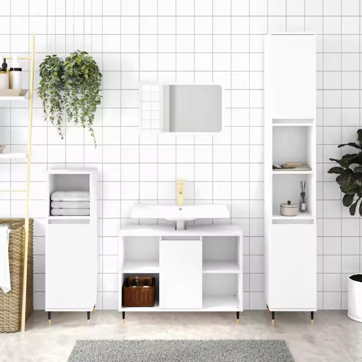 vidaXL Armario de baño madera de ingeniería 30x30x100 cm en color Roble artisan/Roble Sonoma/Madera antigua y más | almacenamiento funcional diseño moderno para baño dormitorio sala - 1
