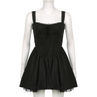 Vestido Mini A-Line De Encaje IAMHOTTY Blanco Sin Mangas Estilo Coquette Elegante Y Dulce Para Fiesta Y Vacaciones Traje De Corset Con Panel De Encaje - details 14