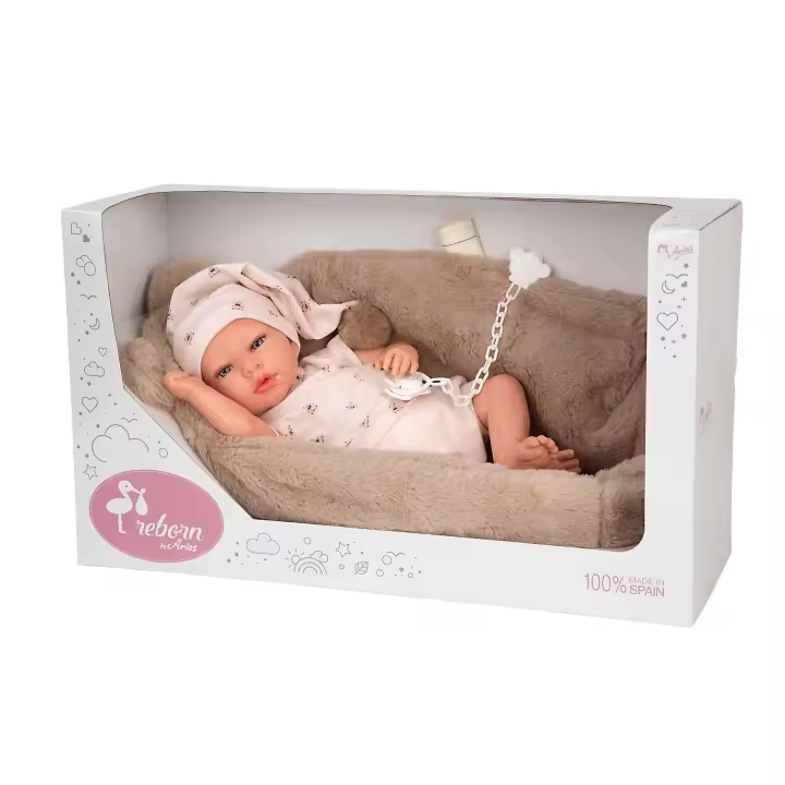 Muñeca Reborn 40 cm Lidia Beige con Cuna - Arias 98189 - 1
