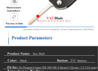 Carcasa De Llave Remota Jingyuqin Para Peugeot 208 2008 301 308 508 5008 RCZ Expert/Citroen C-Elysee C4-Cactus C3 Material ABS + Metal - details 2