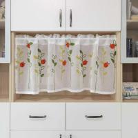 Cortinas De Cocina Lindas Con Bordado De Ladybug Cortas Para Cafe Hoteles Con Bolsillos Para Rodamiento Ventanas Translúcidas De Poliéster Coreanas - details 1