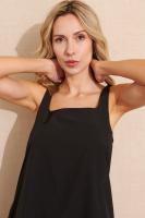 VESTIDO CORTO NEGRO SUSAN - Vestido Corto Negro, Cuello Cuadrado, Liso, Vintage, Elegante, Cómodo, Fluido, Poliester, Polyester, Rayon, Chinlon, Primavera Verano para Mujer - details 0