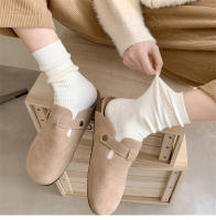 Calcetines De Mujer Estilo Retro Breves De Color Sólido Casual Transpirables Para Otoño E Invierno Suaves Y Cómodos - details 5
