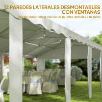 Outsunny Carpa para Fiesta 12x6 m Carpa de Jardín con 12 Paredes Laterales Desmontables y 12 Ventanas Impermeable Protección UV 30+ Cenador Gazabo para Boda Camping Blanco - details 4