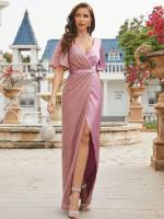Vestido De Encaje Con Mangas Mariposa Y Cuello Plunging Unithorse Vestido Elegante De Largo Con Decoración De Lentejuelas Para Mujer - details 2