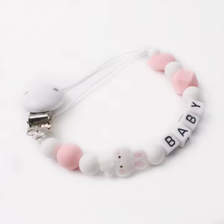 Mordedor de silicona con cadena anticaída, juguete para bebé INS, cadena para chupete de conejo, productos para bebés - 1