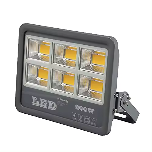 200W FLOODLIGHT LED FOCO PROYECTOR LED PARA EXTERIORILUMINACIÓN DECORACIÓN 2000K LUZ AMARIA IP66 GRIS - 1