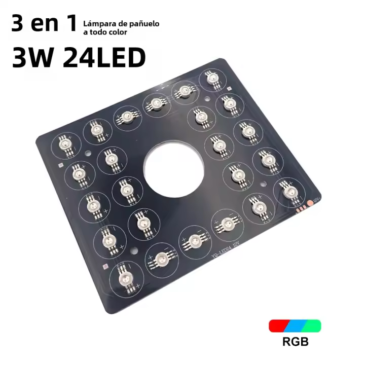 Pieza De Reparación De Luz De Escenario 3en1 24x3w RGB FulColor 24 LED Placa LED Para Máquina De Humo Columna De Gas Lámpara De Aluminio Mano De Linterna - 1