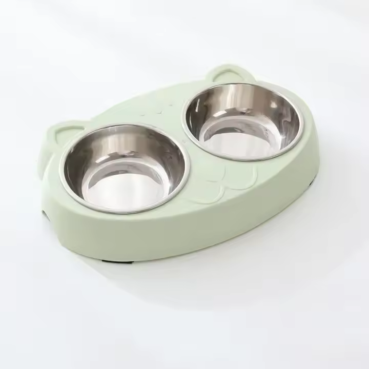 Macaron Juego De Alimentos Para Mascotas Plástico Doble Tazón Para Gatos Y Perros Alimentador De Alimentos Y Agua Accesorios Para Mascotas - 1