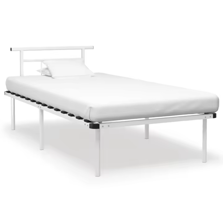 Estructura de cama sin colchón metal blanco 100x200 cm - 1