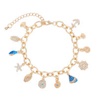 Encanto Pulsera popular con colgante de ancla y estrella de mar de aleación estilo vacaciones oceánicas para damas - details 8