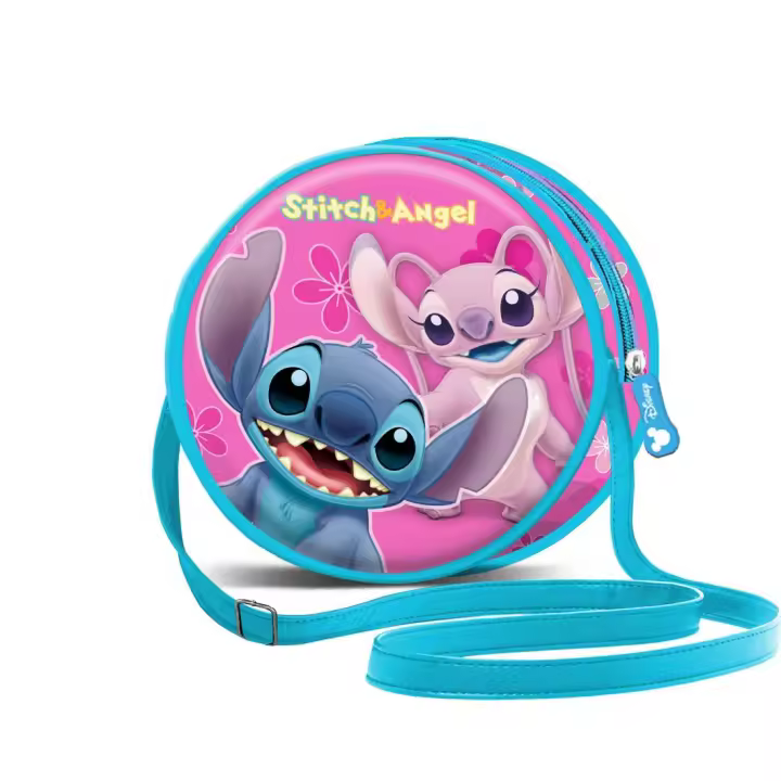 Bolso Bandolera Redondo Disney Stitch y Angel 18.5x18.5x6.5cm - 1