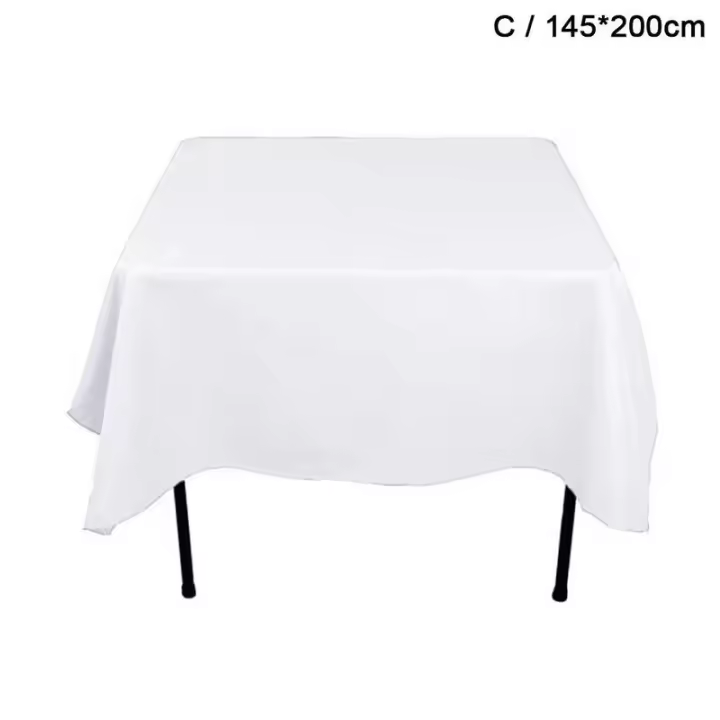 Mantel Blanco Rectangular Brillante De Color Sólido Para Comedor Café Hotel Banquete Boda Fiesta Tamaño 145cmX200cm 145cmX220cm - 1