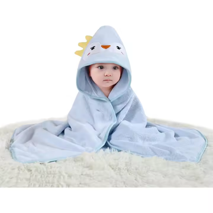 Toallas de baño para Bebe con capucha de 80x80 cm, ultrasuaves, para niños y niños, con diseño de Animales (Azul) - 1