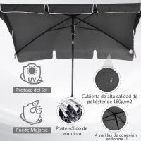 Outsunny Sombrilla Rectangular de Jardín 198x130x240 cm Parasol de Aluminio con Función de Inclinación para Terraza Patio Exterior - details 5