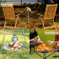 Estante De Fuego Plegable De Acero Inoxidable Para Camping Al Aire Libre BBQ Bonfire En Jardín Y Patio Marco De Madera Para Campfire - details 1