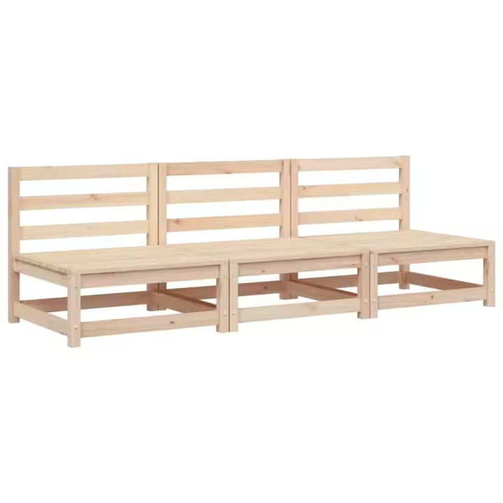 vidaXL Sofás de jardín sin reposabrazos 3 uds madera pino 70x70x67 cm Pino natural, Pino blanco, Marrón pino Conjunto Terraza Muebles Jardín Exterior Juego de Muebles de jardín Mueble Jardín Exterior Muebles de Salon Exterior - 1