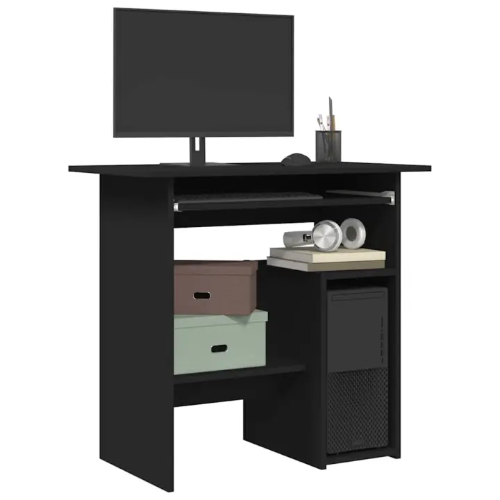vidaXL Escritorio de madera contrachapada 80x45x74 cm en color Roble ahumado/Negro/Madera antigua y más | estructura resistente ideal para salón dormitorio o estudio - 1